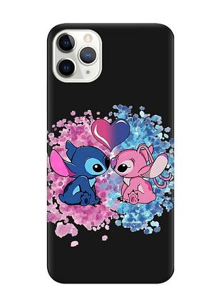 Матовий чорний чохол на iphone 11 pro (5.8) стіч і ангел (принт 391)