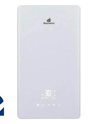 Котел газовый конденсационный rocterm condensing white 24 квт с wi-fi (с трубой в комплекте, двухконтурный, белое стекло)