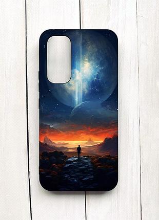 Матовый чехол на samsung galaxy a54 5g (a546) черный космос (принт 247)