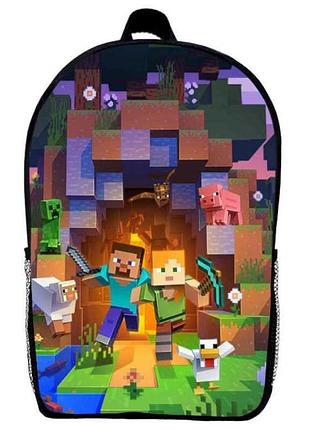 Рюкзак майнкрафт minecraft (school gear bag м07) черный, 39 х 27 х 14 см