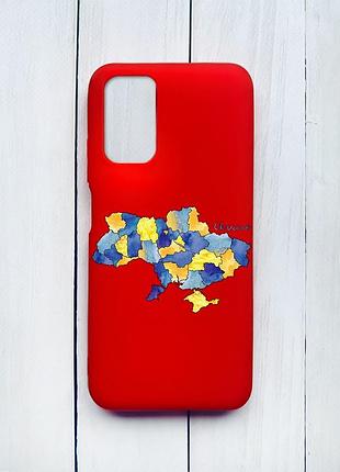 Матовий чохол на xiaomi redmi 9t червоний карта україни (принт 261)
