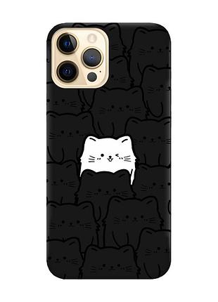 Матовий чорний чохол на apple iphone 12 pro max котики (принт 392)
