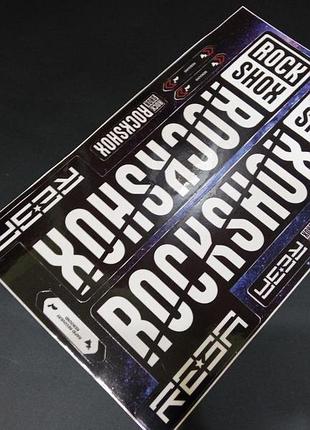 Белые с черным наклейки на вилку перья рокшок рок шок rock shox велосипеда реба reba прямые