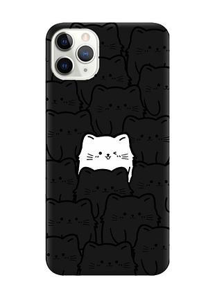 Матовый черный чехол на iphone 11 pro max (6.5) котики (принт 392)