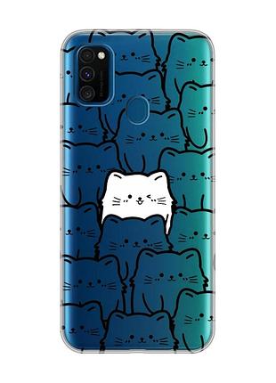 Прозрачный чехол на samsung galaxy m30s/m21 котики (принт 392)
