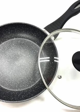 Сковорода с крышкой benson bn-570 с антипригарным покрытием 28 x 5.2 см