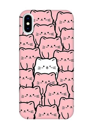 Матовый розовый чехол на iphone x / xs котики (принт 392)