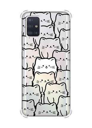 Чехол с утолщёнными углами на samsung galaxy a71/a715 котики (принт 392)