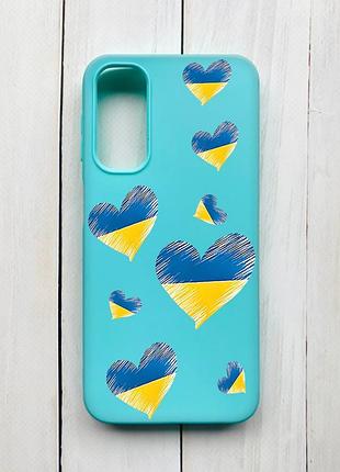 Матовый чехол на samsung galaxy a24 бирюзовый сердечка. украина (принт 258)