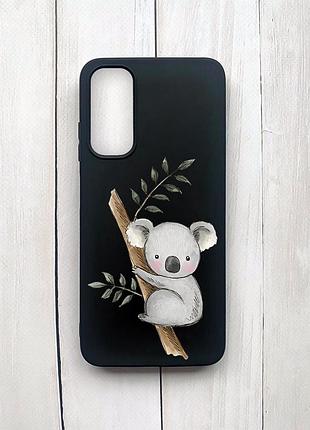 Матовый чехол на samsung galaxy a05s (a057) черный коала (принт 132)