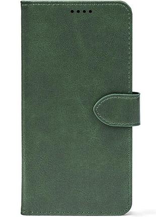 Кожаный чехол книжка для телефона на iphone 11 pro max dark green (front)