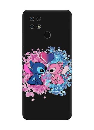 Матовий чорний чохол на xiaomi redmi 10c стіч і ангел (принт 391)