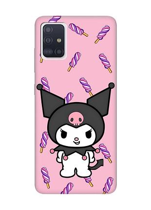 Матовый розовый чехол на samsung galaxy a51 куроми (принт 390)