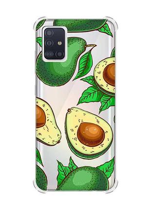 Чехол с утолщенными углами для samsung galaxy a51(2020)/a515 фон авокадо (принт 308)