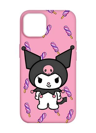 Матовый розовый чехол на apple iphone 14 куроми (принт 390)