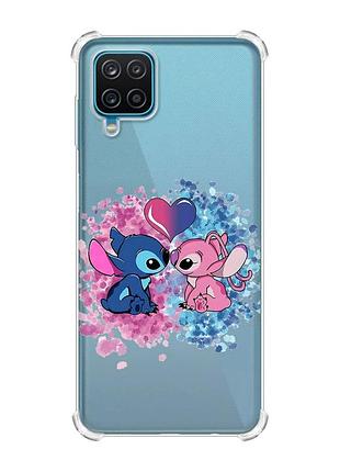 Чохол з потовщеними кутами на samsung a12 4g стіч і ангел (принт 391)
