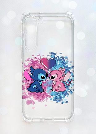 Чехол с утолщёнными углами на samsung galaxy s23 plus стич и ангел (принт 391)