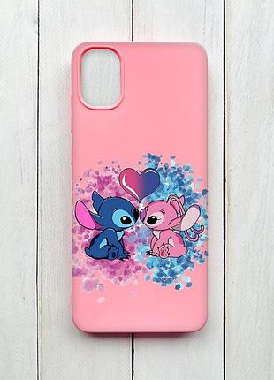 Матовий рожевий чохол на samsung galaxy a05 (a055) стіч і ангел (принт 391)