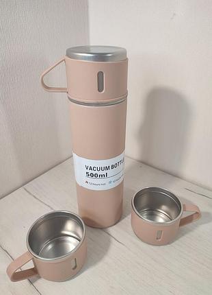Термос. набір vacuum flask set вакуумний термос із нержавіючої сталі рожевий