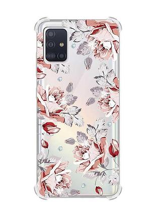 Чехол с утолщенными углами для samsung galaxy a51(2020)/a515 фон розы (принт 273)