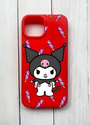 Матовый чехол на iphone 15 красный куроми (принт 390)