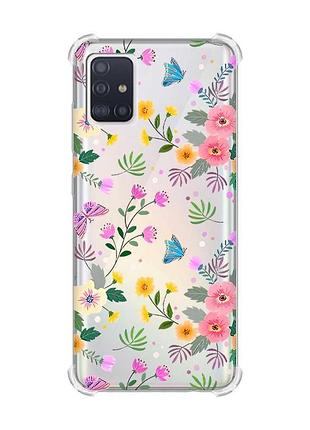 Чехол с утолщенными углами для samsung galaxy a51(2020)/a515 цветочный фон (принт 369)