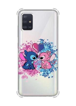 Чехол с утолщенными углами для samsung galaxy a51(2020)/a515 стич и ангел (принт 391)