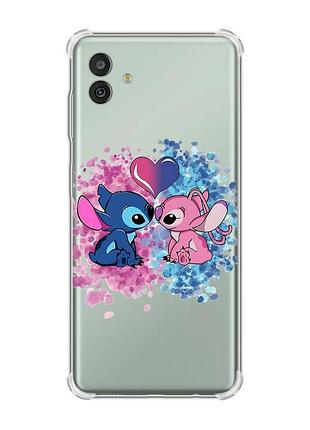 Чохол з потовщеними кутами на samsung galaxy m13 5g стіч і ангел (принт 391)