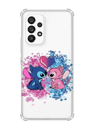 Чехол с утолщенными углами на samsung galaxy a53 стич и ангел (принт 391)