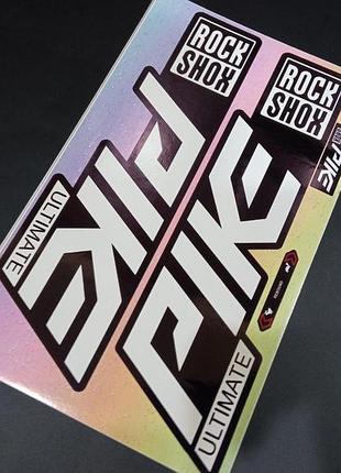 Читайте описание не выризаные наклейки на вилку рок-шок рок шок rock shox пайк белые с черным велосипеда