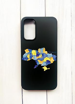 Матовый чехол на samsung galaxy a15 (a155) / m15 черный карта украины (принт 261)