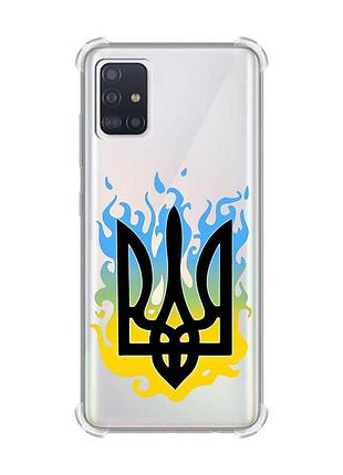 Чехол с утолщенными углами для samsung galaxy a51(2020)/a515 тризуб пламя (принт 257)