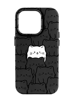 Матовий чорний чохол на apple iphone 14 pro max котики (принт 392)