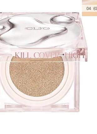 Стійкий кушон з вологим сяйним фінішем clio kill cover high glow cushion spf50+ pa+++ 4-bo ginger (14г*2 шт.)