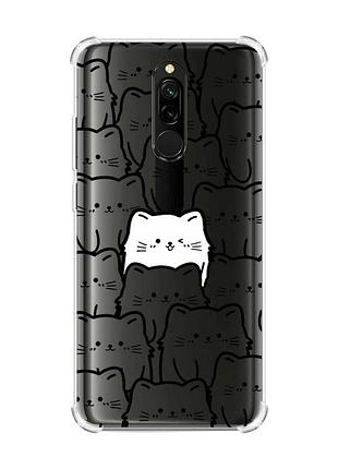 Чохол з потовщеними кутами на xiaomi redmi 8 котики (принт 392)