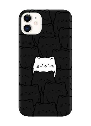 Матовый черный чехол на apple iphone 11 (6.1) котики (принт 392)