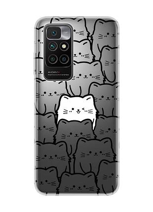 Прозрачный чехол на xiaomi redmi 10/10 (2022) котики (принт 392)