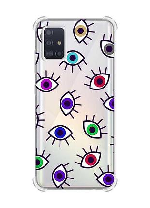 Чехол с утолщенными углами для samsung galaxy a51(2020)/a515 разноцветные глаза (принт 336)