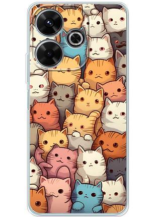 Чехол силиконовый с картинкой на xiaomi redmi 13 (котики)