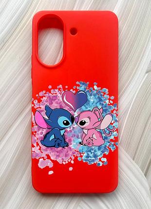 Матовий червоний чохол на xiaomi redmi 13c / poco c65 стіч і ангел (принт 391)