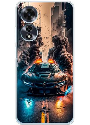 Чехол силиконовый с картинкой на oppo a60 (машина bmw i8)