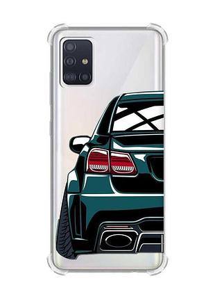 Чехол с утолщенными углами для samsung galaxy a51(2020)/a515 авто зелёное (принт 233)
