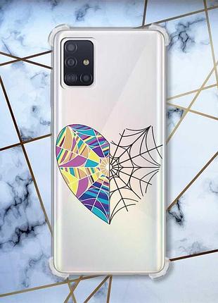Чохол з потовщеними кутами для samsung galaxy a51(2020)/a515 серце-павутинка. венздей (принт 209)