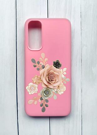 Матовый чехол на samsung galaxy a05s (a057) розовый розы (принт 275)