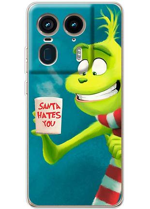 Чехол силиконовый с картинкой на motorola edge 50 ultra (новогодний, гринч)