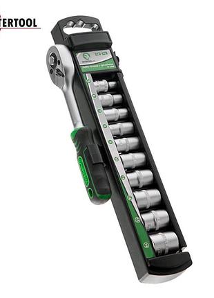 Набор головок intertool et-6008 (1/4", 11 ед., 5,6,7,8,9,10,11,12,13,14 мм с трещеткой)