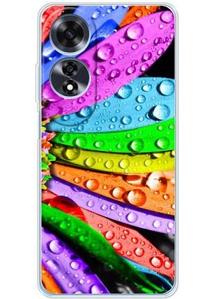 Чехол силиконовый с картинкой на oppo a60 (цветные листья)