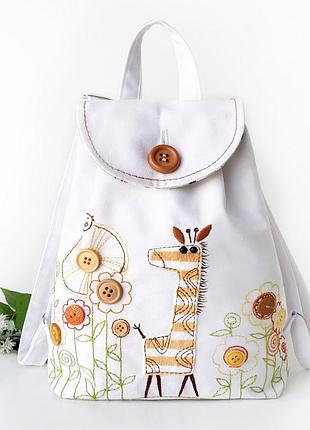 Дитячий рюкзак з вишивкою. колекція жирафи. 7