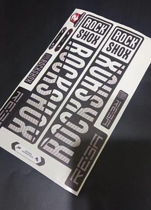 Матовые черные с белым наклейки на вилку перья рокшок рок шок rock shox велосипеда реба reba оракал