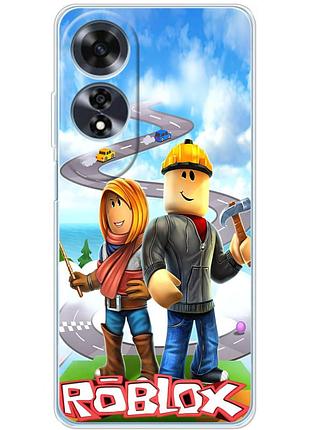 Чехол силиконовый с картинкой на oppo a60 (роблокс, roblox)